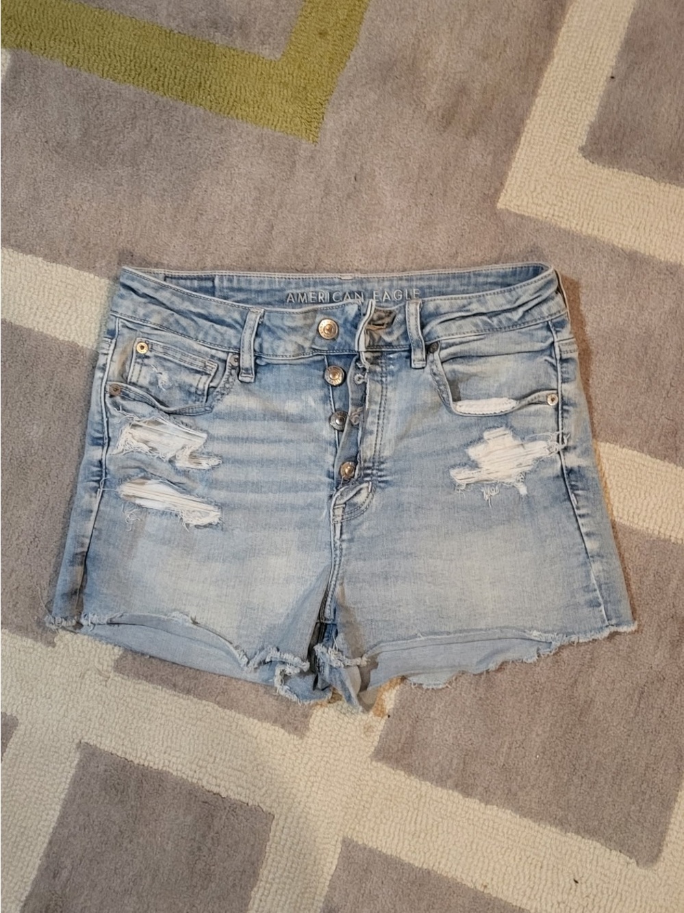 American Eagle Outfitters Light Wash Distressed Jean Shorts